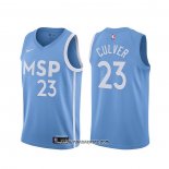 Camiseta Minnesota Timberwolves Jarrett Culver #23 Ciudad 2019-20 Azul