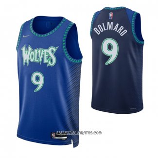 Camiseta Minnesota Timberwolves Leandro Bolmaro #9 Ciudad 2021-22 Azul