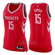 Camiseta Mujer Houston Rockets Clint Capela Icon #15 2017-18 Rojo