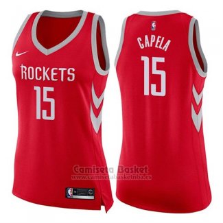 Camiseta Mujer Houston Rockets Clint Capela Icon #15 2017-18 Rojo