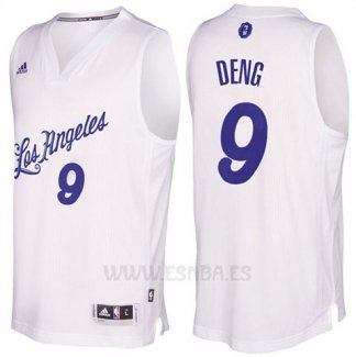 Camiseta Navidad 2016 Los Angeles Lakers Luol Deng #9 Blanco