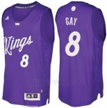 Camiseta Navidad 2016 Sacramento Kings Rudy Gay #8 Violeta