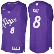 Camiseta Navidad 2016 Sacramento Kings Rudy Gay #8 Violeta