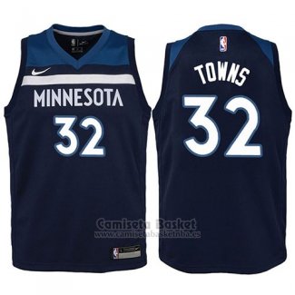 Camiseta Nino Minnesota Timberwolves Karl-Anthony Towns #32 2017-18 Azul