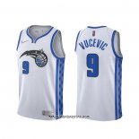 Camiseta Orlando Magic Nikola Vucevic #9 Earned 2020-21 Blanco