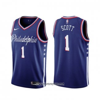 Camiseta Philadelphia 76ers Mike Scott #1 Ciudad 2019-20 Azul