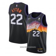 Camiseta Phoenix Suns Deandre Ayton #22 Ciudad 2020-21 Negro