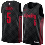 Camiseta Portland Trail Blazers Seth Curry Ciudad #5 2017-18 Negro