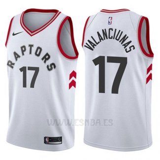 Camiseta Toronto Raptors Jonas Valanciunas #17 Association 2017-18 Blanco