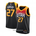 Camiseta Utah Jazz Rudy Gobert #27 Ciudad 2020-21 Negro