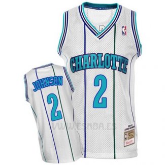 Camiseta Charlotte Hornets Larry Johnson #2 Retro Blanco