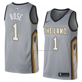 Camiseta Cleveland Cavaliers Derrick Rose #1 Ciudad 2018 Gris