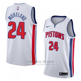 Camiseta Detroit Pistons Eric Moreland #24 Association 2018 Blanco