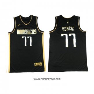 Camiseta Golden Edition Dallas Mavericks Luka Doncic #77 2020-21 Negro