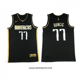 Camiseta Golden Edition Dallas Mavericks Luka Doncic #77 2020-21 Negro