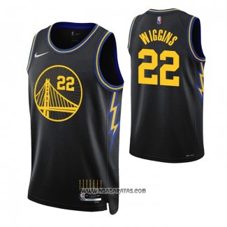 Camiseta Golden State Warriors Andrew Wiggins #22 Ciudad 2021-22 Negro