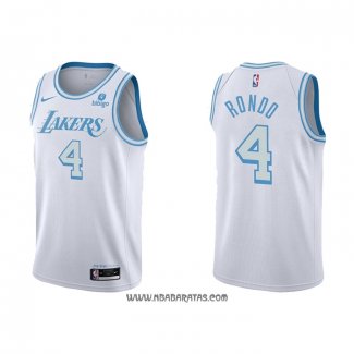 Camiseta Los Angeles Lakers Rajon Rondo #4 Ciudad 2021-22 Blanco