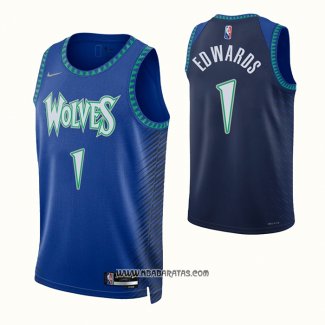 Camiseta Minnesota Timberwolves Anthony Edwards #1 Ciudad 2021-22 Azul