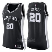 Camiseta Mujer San Antonio Spurs Manu Ginobili Icon #20 2017-18 Negro