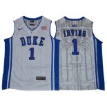 Camiseta NCAA Duke Blue Devils Kyrie Irving #1 Blanco