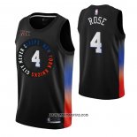 Camiseta New York Knicks Derrick Rose #4 Ciudad 2020-21 Negro