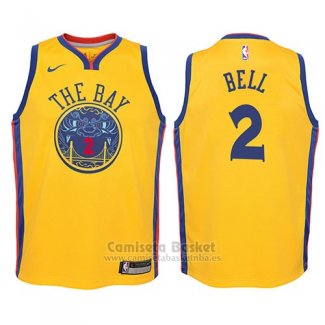 Camiseta Nino Golden State Warriors Jordan Bell Ciudad #2 2017-18 Oro