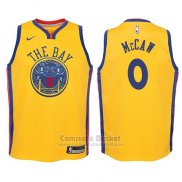 Camiseta Nino Golden State Warriors Patrick Mccaw Ciudad #0 2017-18 Oro