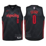 Camiseta Nino Portland Trail Blazers Damian Lillard Ciudad Blazers #0 2017-18 Negro