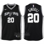 Camiseta Nino San Antonio Spurs Manu Ginobili Icon #20 2017-18 Negro