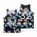 Camiseta Orlando Magic Shaquille O'neal #32 Floral Fashion Negro