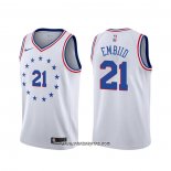 Camiseta Philadelphia 76ers Joel Embiid #21 Earned Blanco