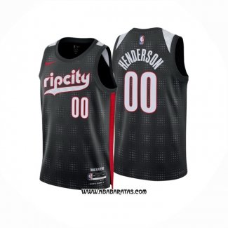 Camiseta Portland Trail Blazers Jordan Henderson #00 Ciudad 2024-25 Negro