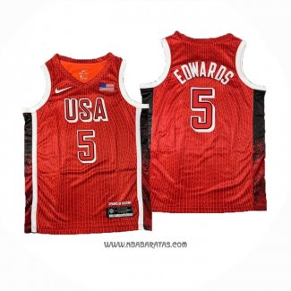 Camiseta USA 2024 Anthony Edwards #5 Juegos Olimpicos Rojo