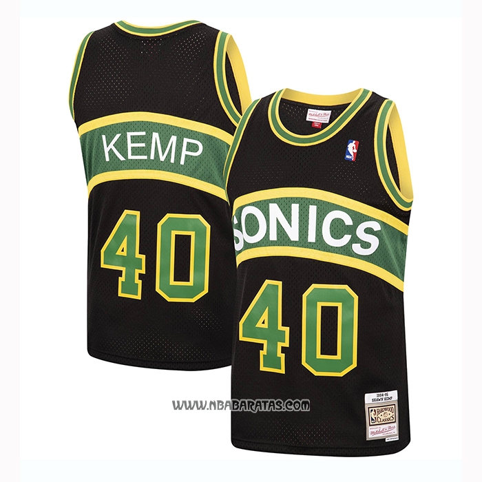 Men's Seattle SuperSonics 40 Shawn Kemp Green Hardwood Classics Jersey - Ou Gold