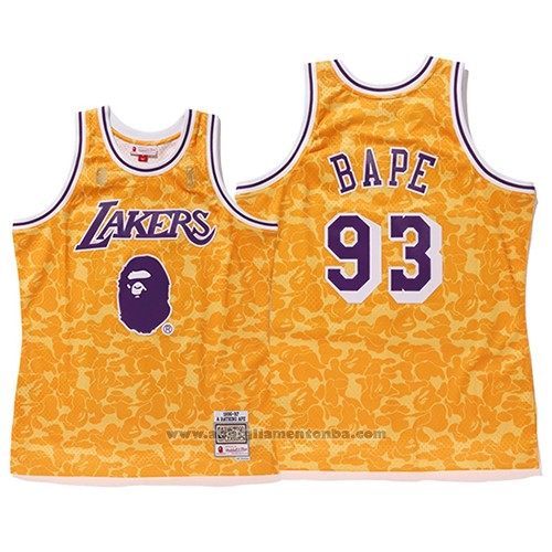 Camiseta Los Angeles Lakers Bape 93 Mitchell Ness Amarillo Www Nbabaratas Com